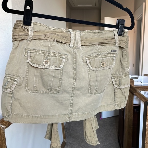 Abercrombie Cargo Skirt Olive Green circa 1998-2002 Y2K SIZE 2 LOW RISE - Picture 2 of 6